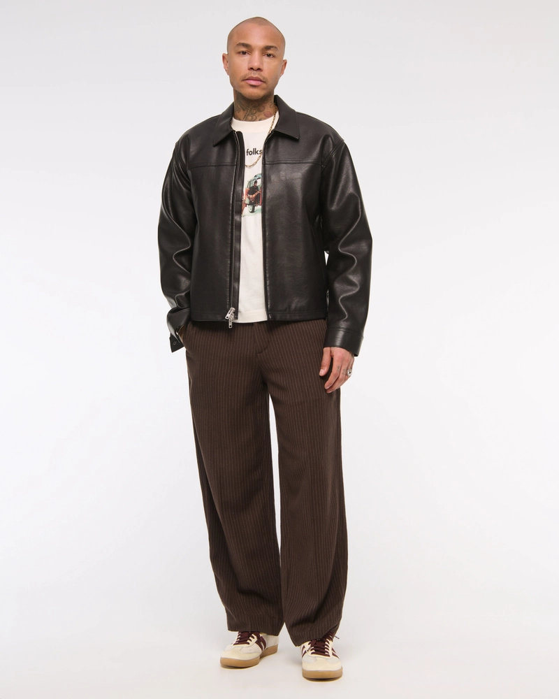 Lightweight Cropped Vegan Leather Easy Zip Jacket