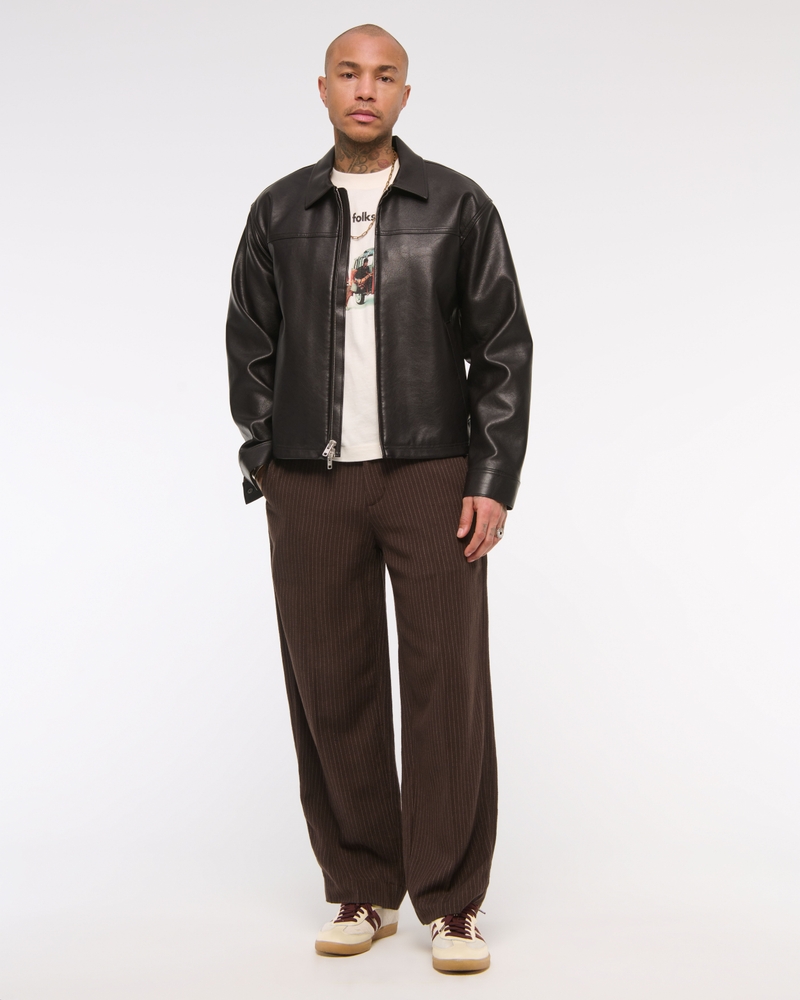 Lightweight Cropped Vegan Leather Easy Zip Jacket