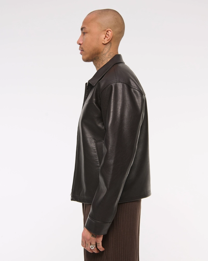 Lightweight Cropped Vegan Leather Easy Zip Jacket