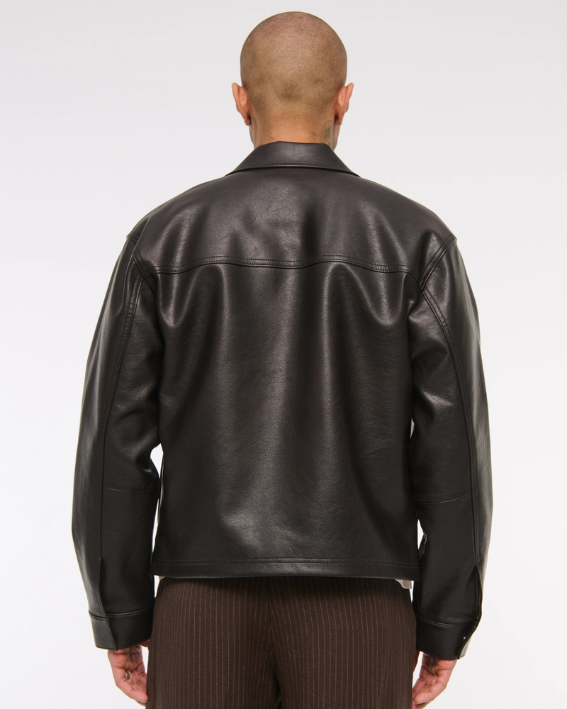 Lightweight Cropped Vegan Leather Easy Zip Jacket