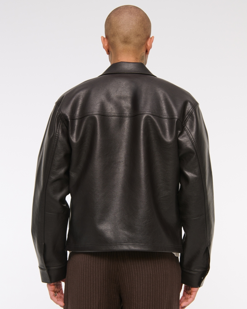 Lightweight Cropped Vegan Leather Easy Zip Jacket