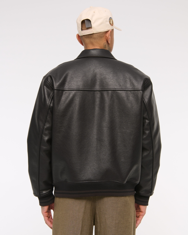Vegan Leather Varsity Bomber Jacket