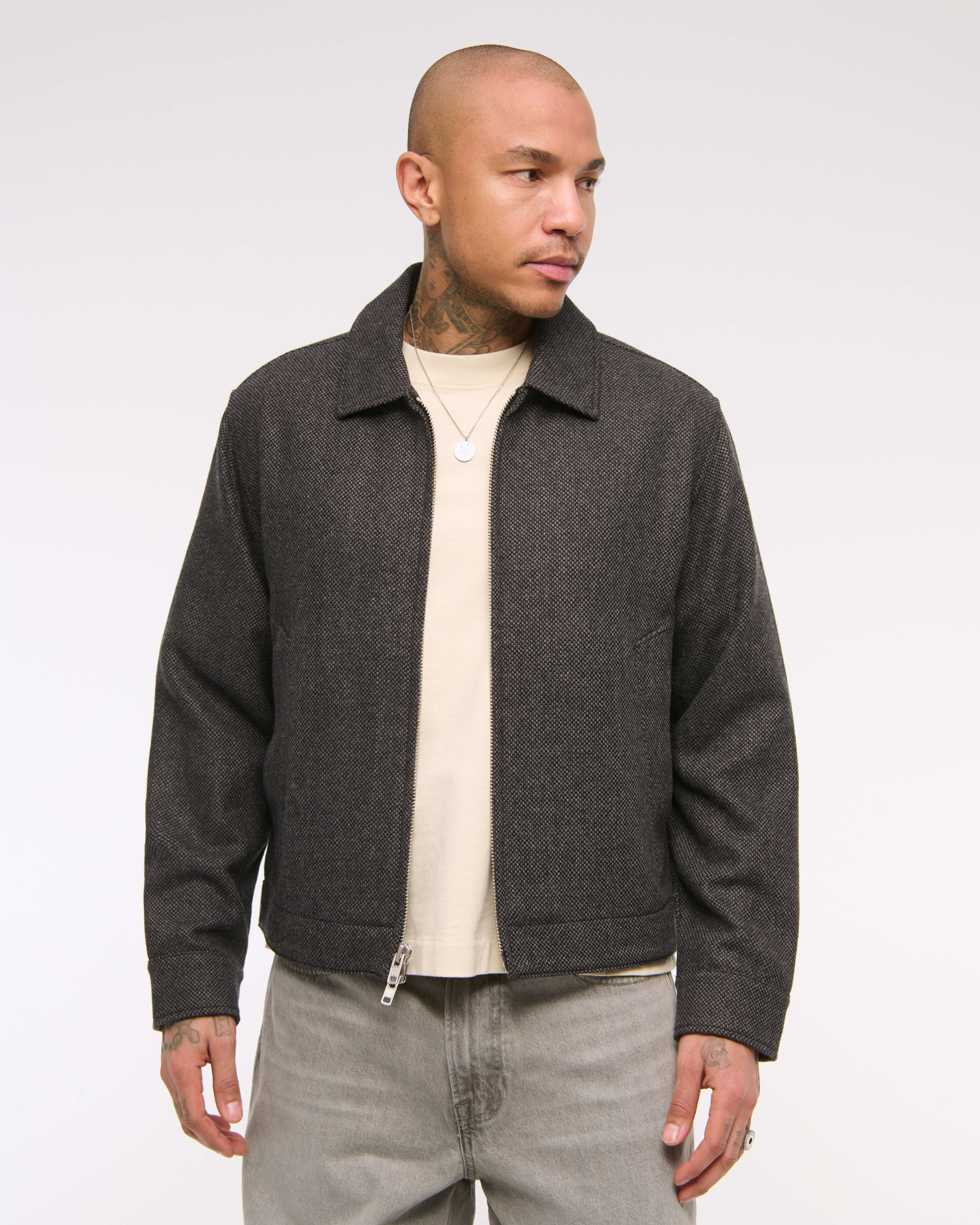 Men's Cropped Wool-Blend Zip Jacket | Men's Coats & Jackets