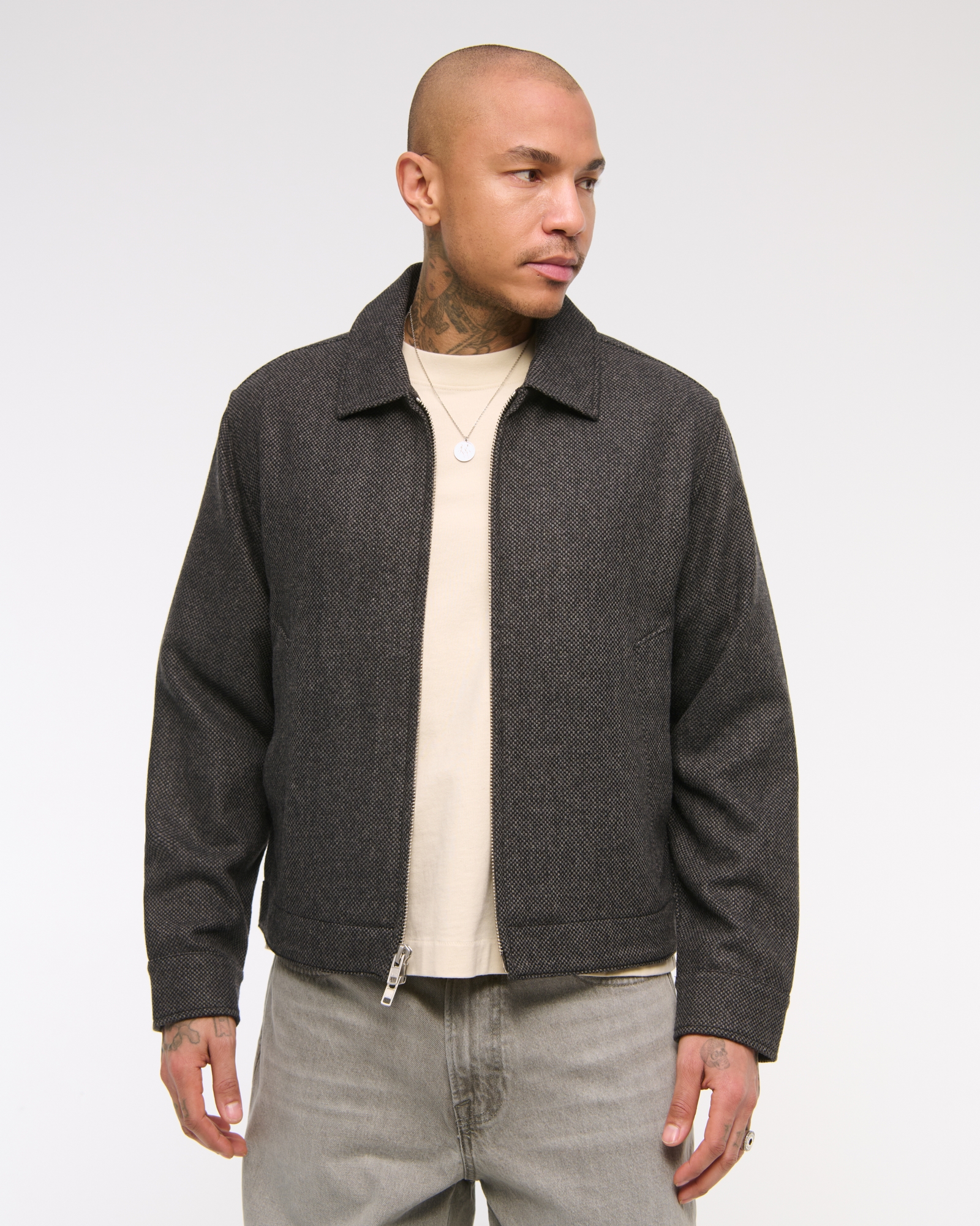 Cropped Wool-Blend Zip Jacket