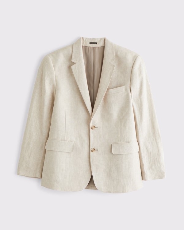 The A&F Collins Athletic Fit Slim 100% Linen Blazer, Light Beige view 1