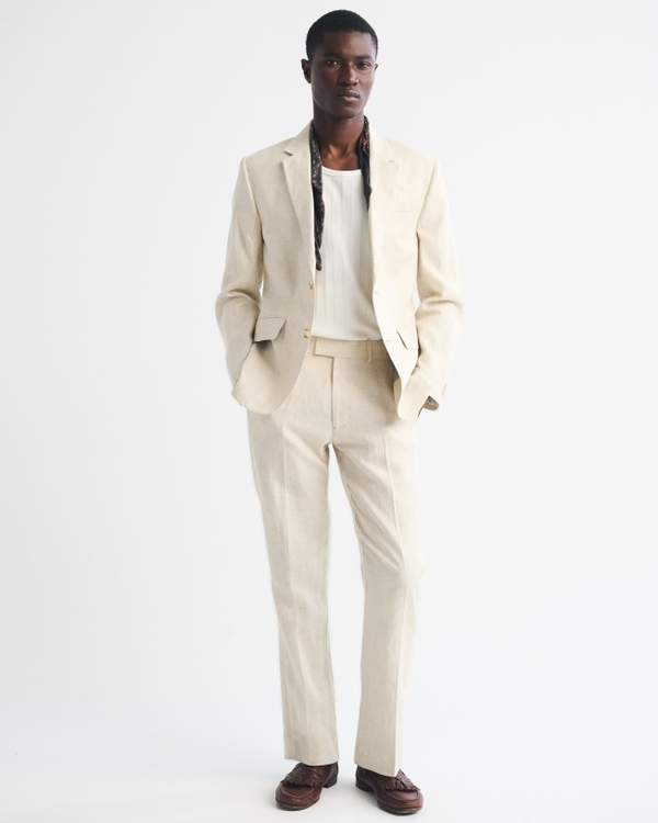 The A&F Collins Slim 100% Linen Blazer, Light Beige view 2