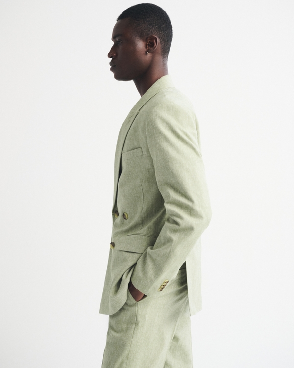 Men's The A&F Collins Double-Breasted Linen-Blend Blazer | Men's