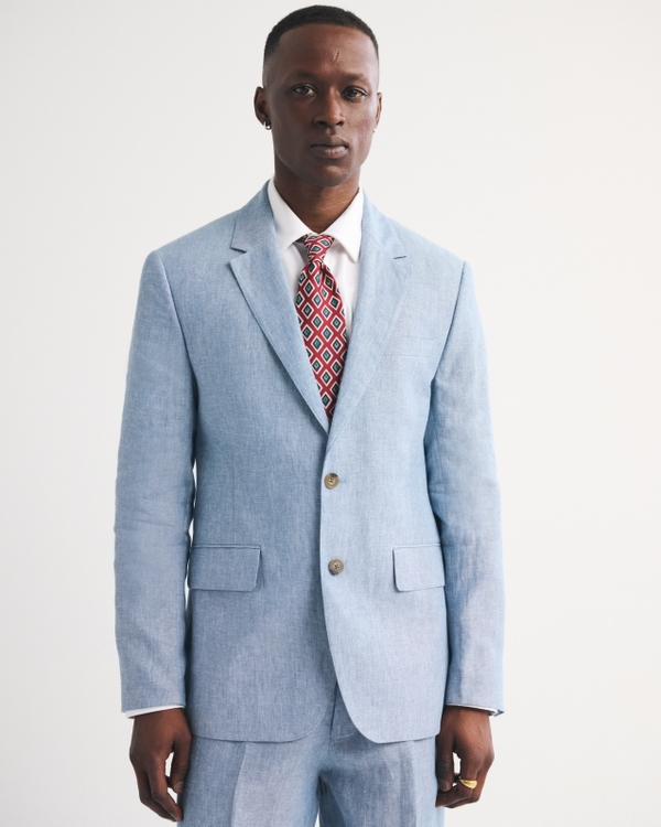 The A&F Collins 100% Linen Blazer, Light Blue view 1