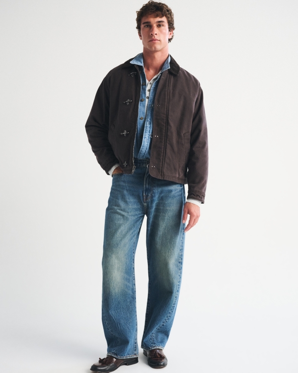 Canvas Fireman Clasp Jacket, Dark Brown view 2