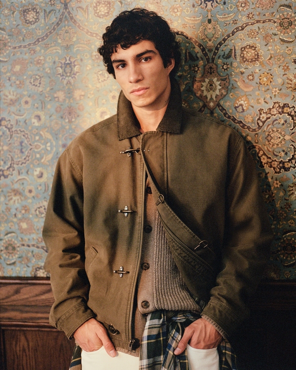 Canvas Fireman Clasp Jacket, Olive view 1