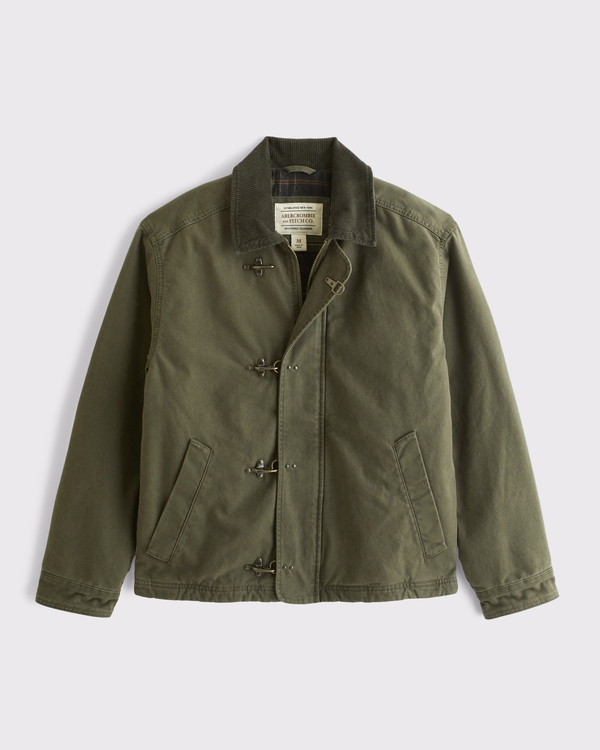 Canvas Fireman Clasp Jacket, Olive view 1