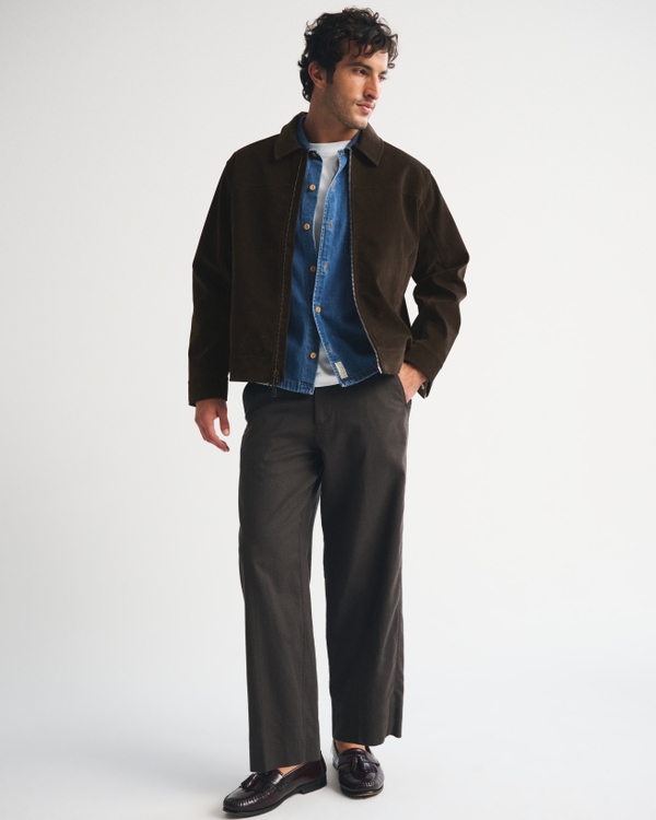 Easy Vegan Suede Zip Trucker Jacket, Brown view 2