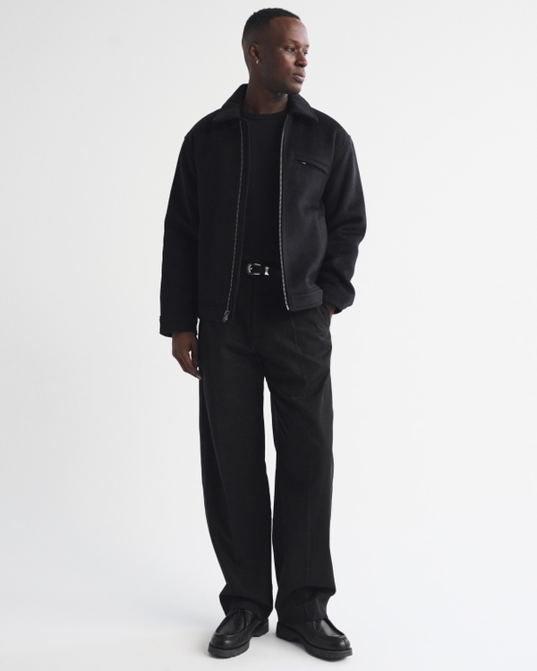 Wool-Blend Trucker Jacket, Black view 2