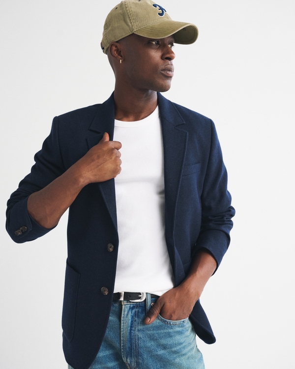 Wool-Blend Sport Coat, Navy view 1
