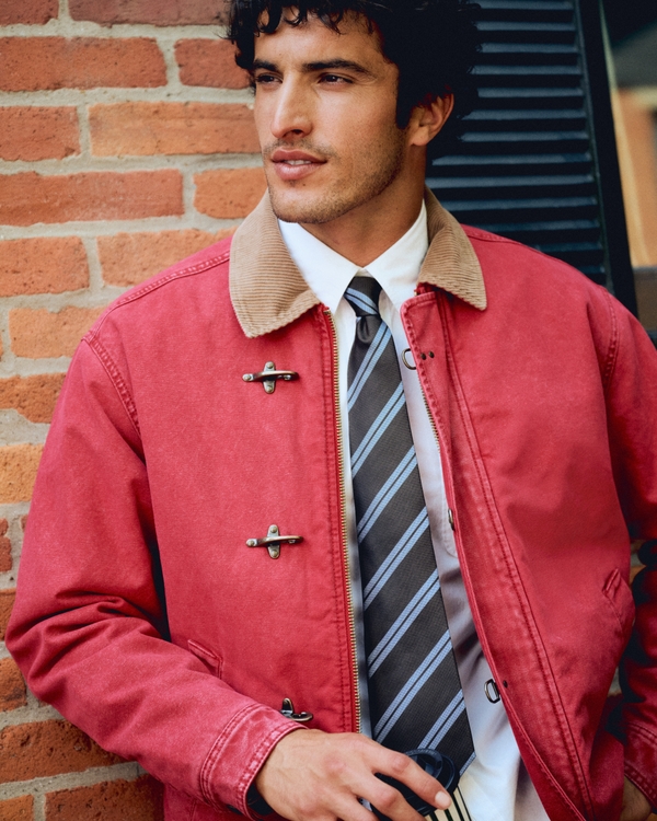 Canvas Fireman Clasp Jacket, Dark Red view 1