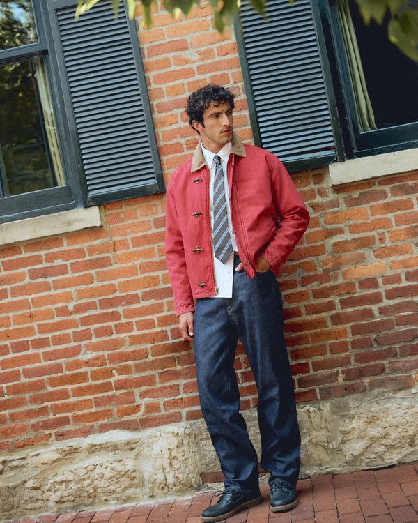 Canvas Fireman Clasp Jacket, Dark Red view 2