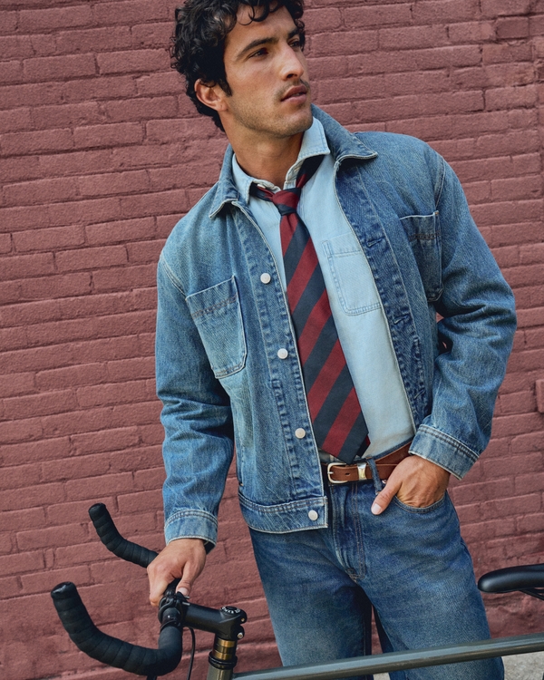 Denim Trucker Jacket, Medium Wash view 1