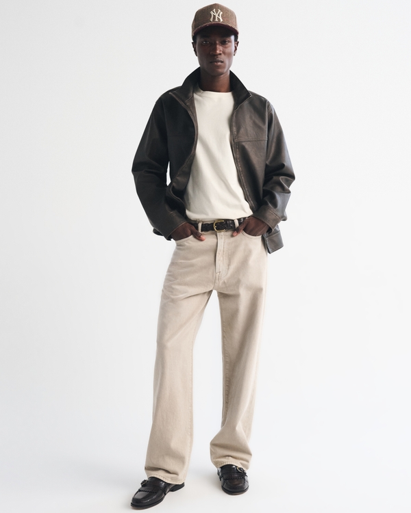 Vegan Leather Zip Jacket, Dark Brown view 2
