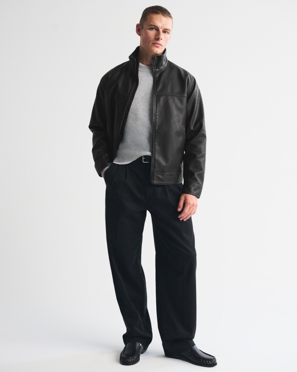 Men's Vegan Leather Zip Jacket | Men's Coats & Jackets