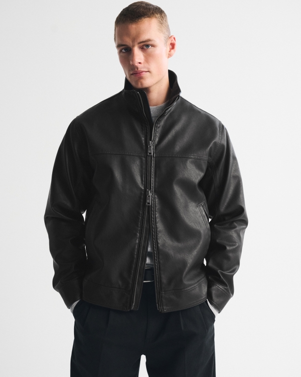 Men's Vegan Leather Zip Jacket | Men's Coats & Jackets