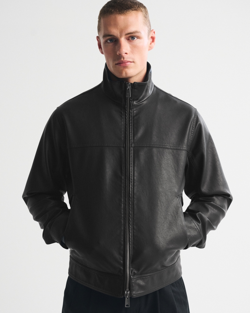 Vegan Leather Mock Neck Zip Jacket - thumbnail 5