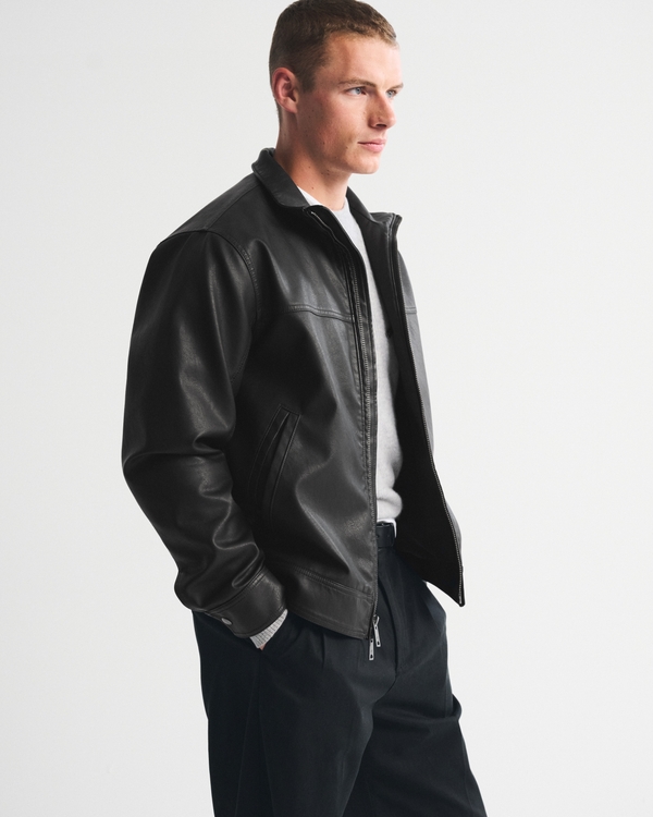 Men's Vegan Leather Zip Jacket | Men's Coats & Jackets
