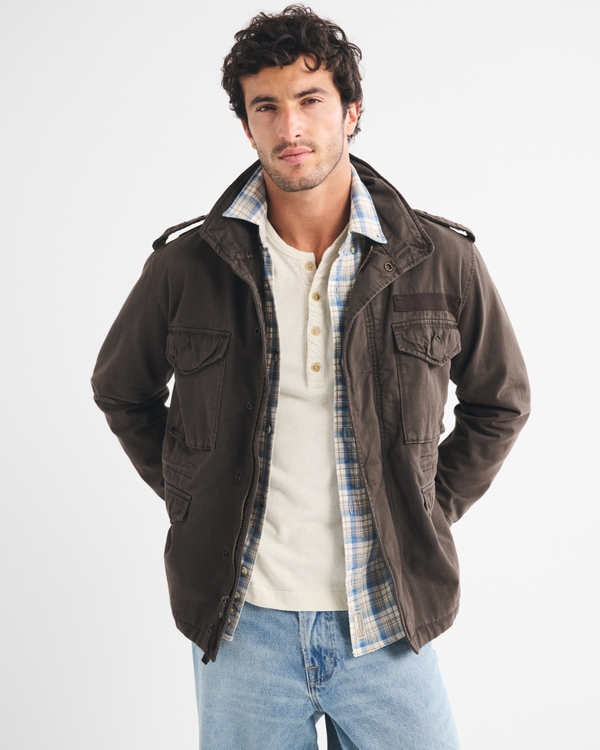 Military Jacket, Dark Coffee view 1