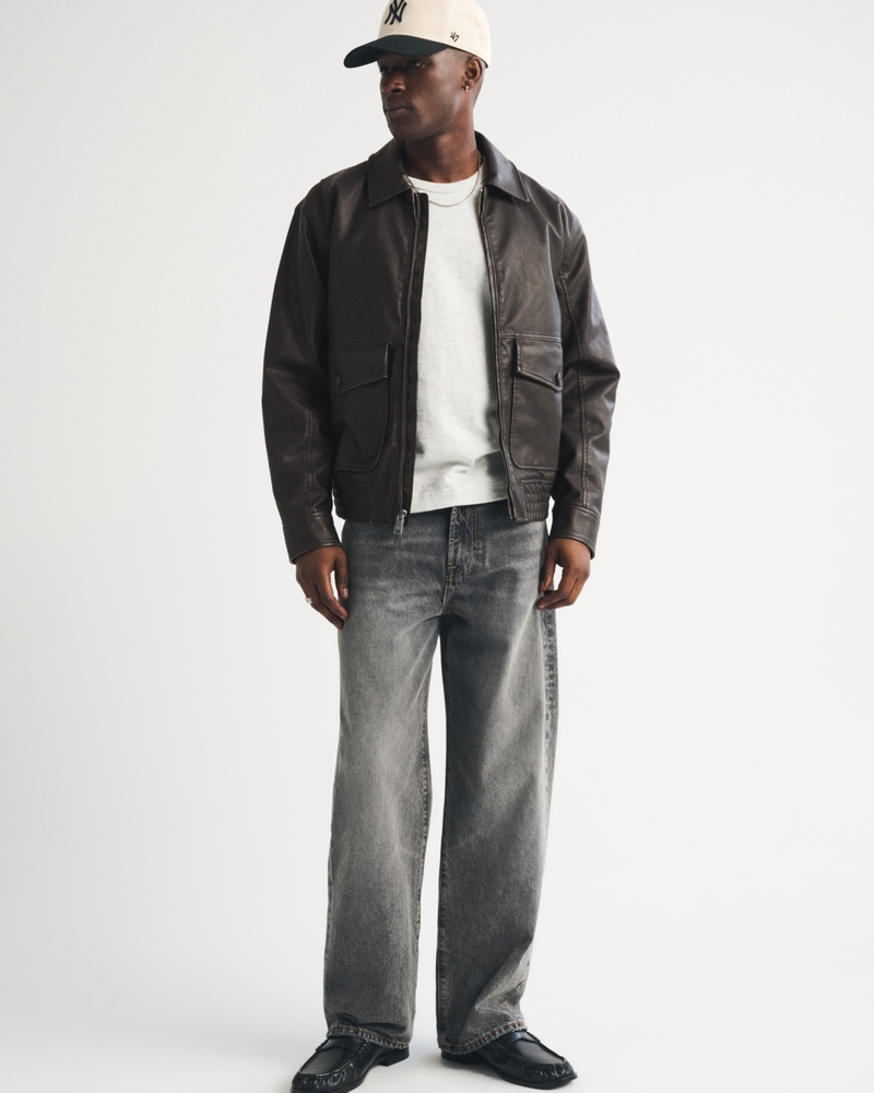 Vegan Leather Bomber Jacket - thumbnail 2