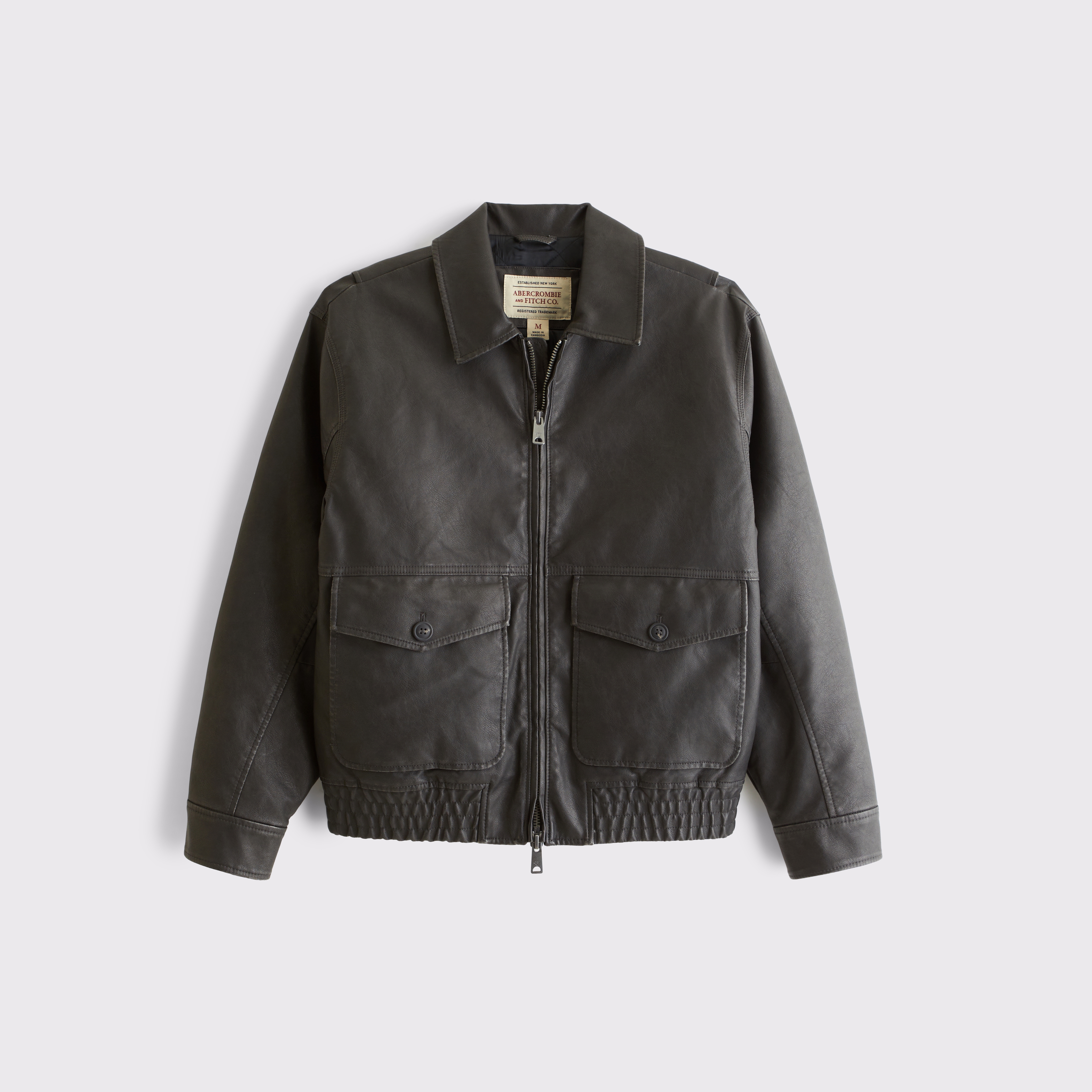 Мужская куртка Abercrombie & Fitch Vegan Leather Bomber, цвет: Чёрный — фото 1