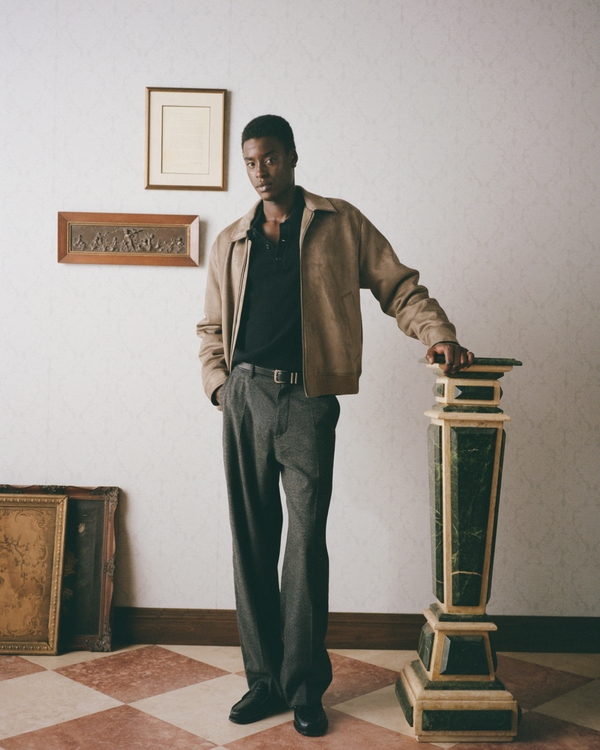 Vegan Suede Bomber Jacket, Light Brown view 2