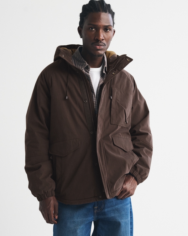 Hooded Parka, Dark Brown view 1