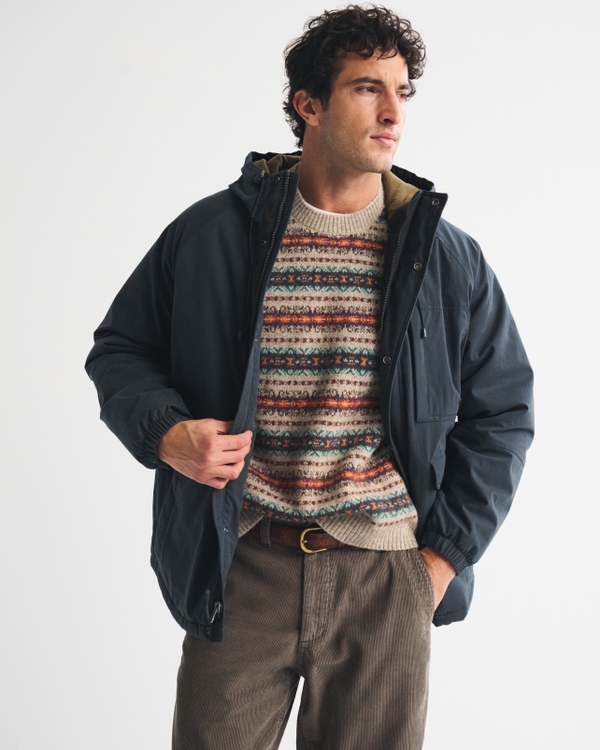 Hooded Parka, Navy view 1