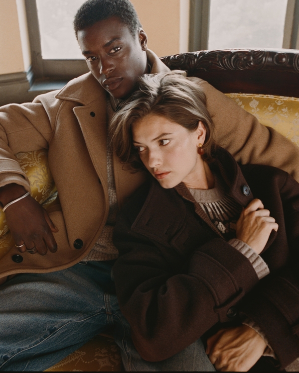 Wool-Blend Long Mac Coat, Camel view 2