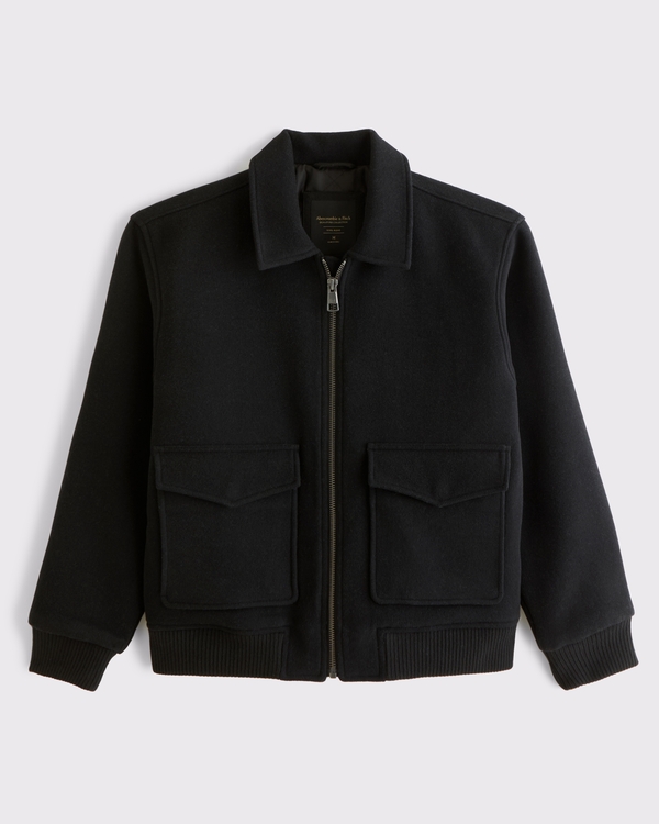 Abercrombie & Fitch Wool-Blend Zip Bomber Jacket