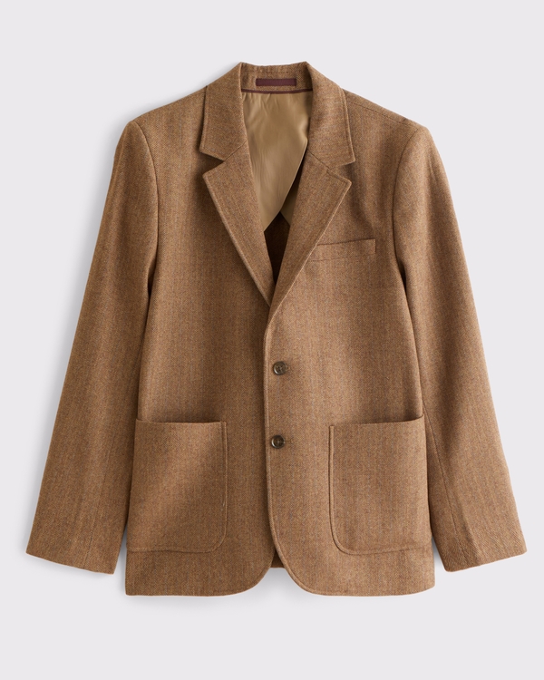 Wool-Blend Sport Coat, Tan Herringbone view 1