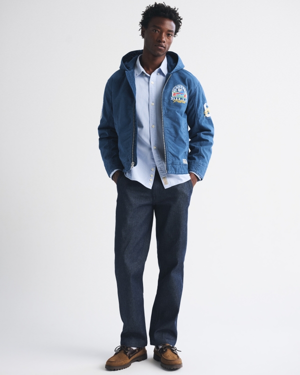 100% Cotton Buffalo Bills Hooded Bomber Jacket, Blue - Bills view 2