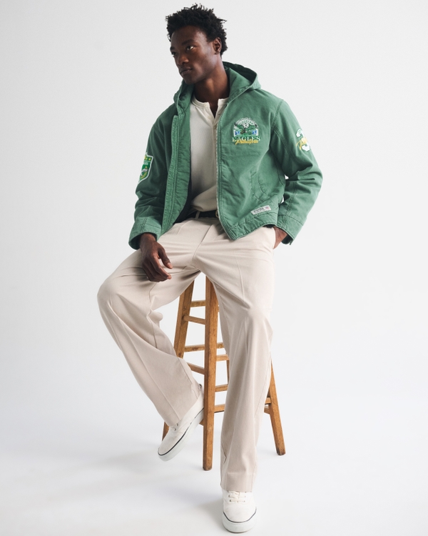Men's 100% Cotton Philadelphia Eagles Hooded Bomber Jacket | Men's