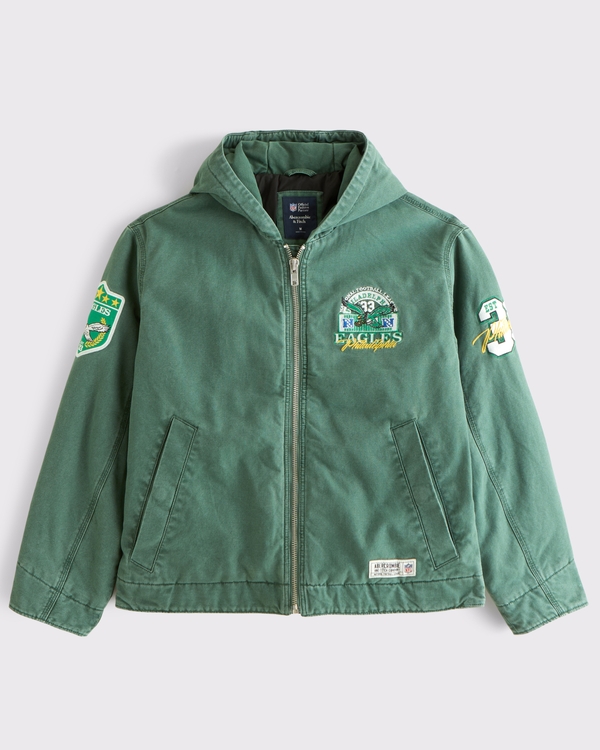 100 Cotton Philadelphia Eagles Hooded Bomber Jacket