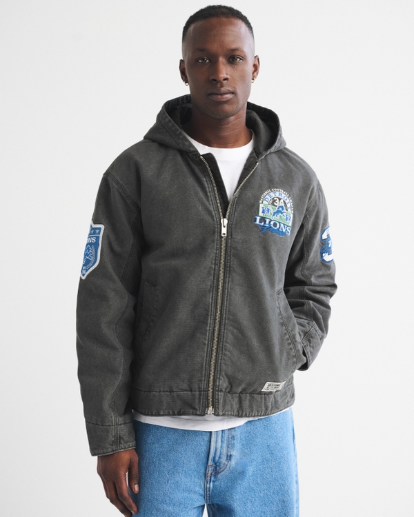 100% Cotton Detroit Lions Hooded Bomber Jacket
