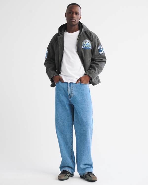 100% Cotton Detroit Lions Hooded Bomber Jacket, Black - Lions view 2