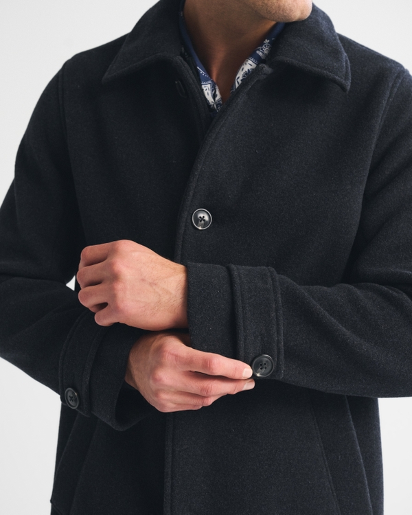 Wool-Blend Long Mac Coat, Dark Gray view 2