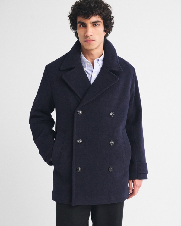 Wool-Blend Double-Breasted Peacoat