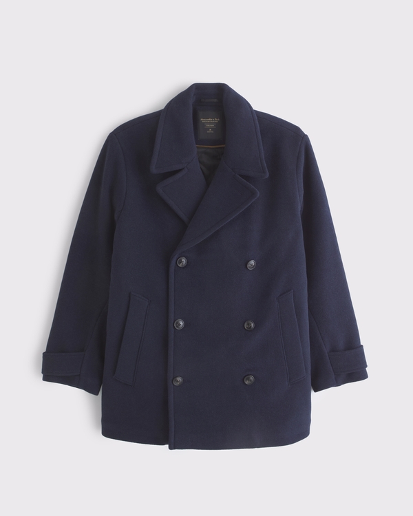 Wool-Blend Double-Breasted Peacoat