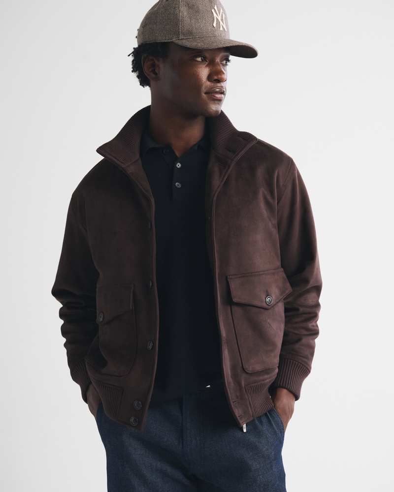 Vegan Suede Bomber Jacket - thumbnail 3