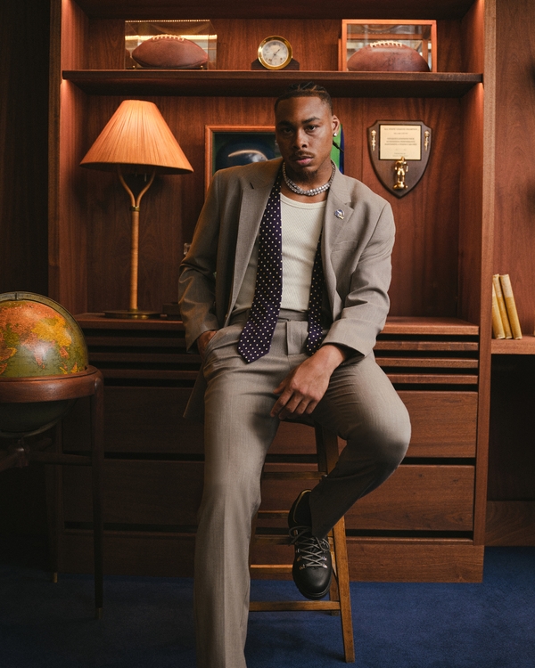 The A&F Collins Slim Blazer, Light Brown Texture view 1