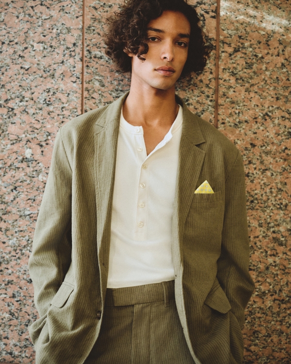 The A&F Collins Blazer, Olive Stripe view 1