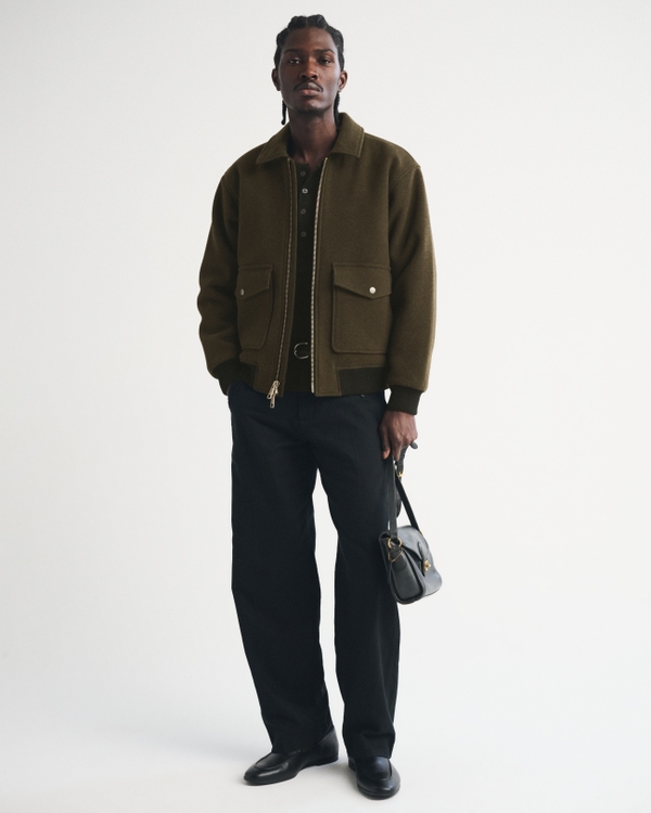 Cazadora de mezclilla de lana, Oliva view 2