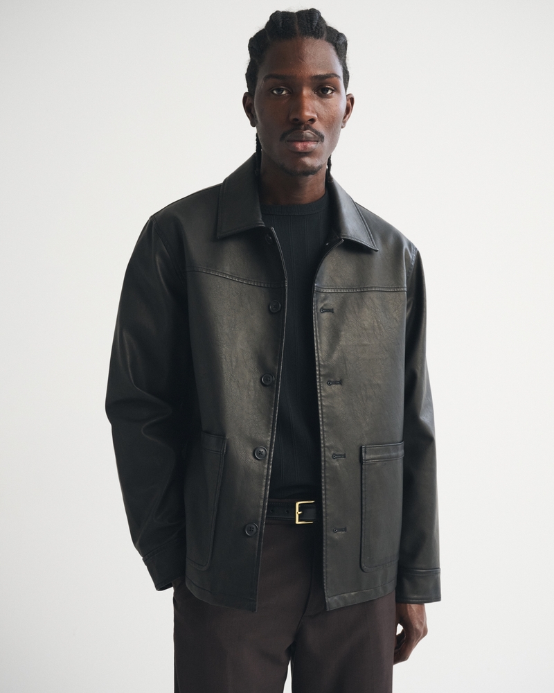 Vegan Leather Trucker Jacket - thumbnail 2