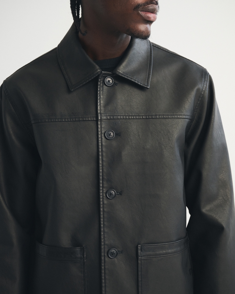 Vegan Leather Trucker Jacket - thumbnail 4