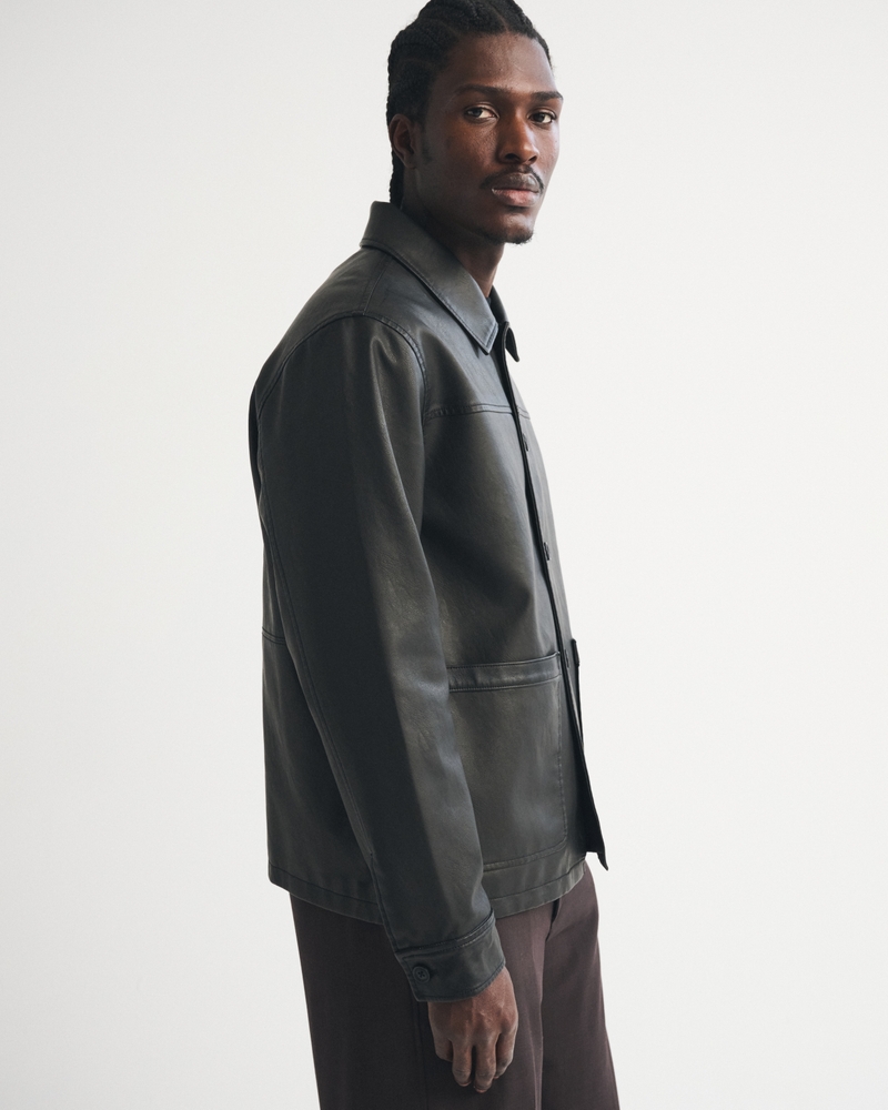 Vegan Leather Trucker Jacket - thumbnail 5